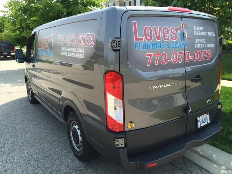 Loves Plumbing & Sewer company service van